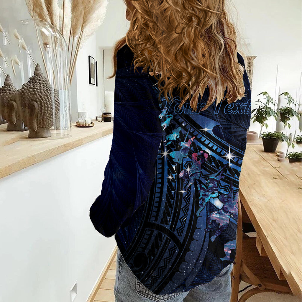 Personalised Matariki Paua Shell New Zealand Women Casual Shirt Haka Dance At The Starry Night LT01 - Polynesian Pride