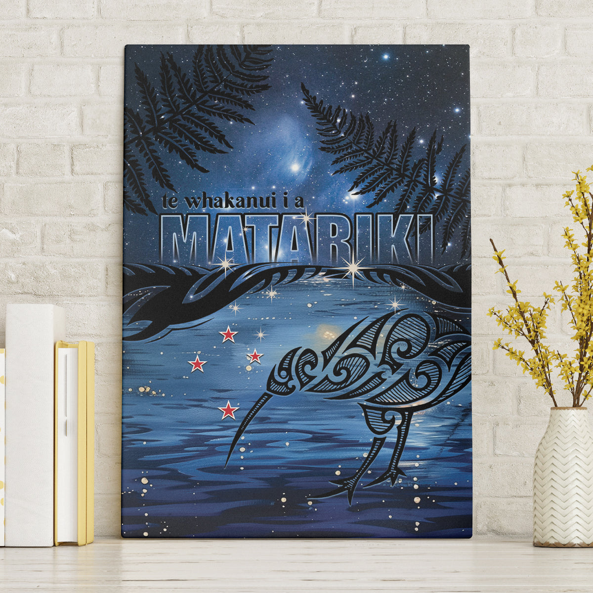 Matariki Kiwi Canvas Wall Art Silver Fern