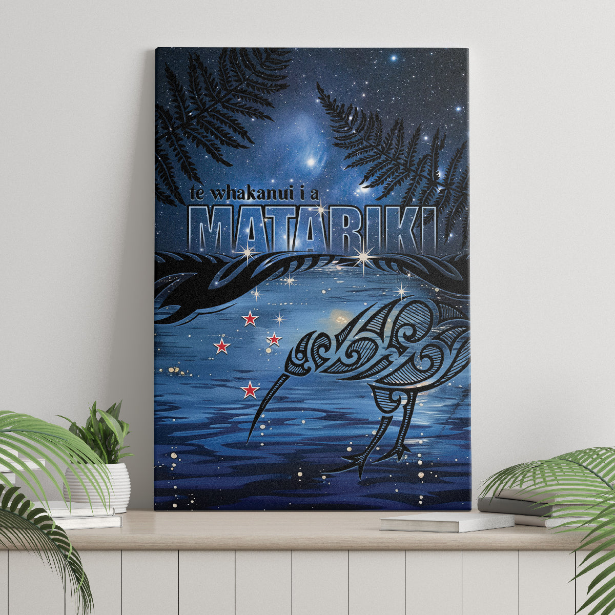 Matariki Kiwi Canvas Wall Art Silver Fern