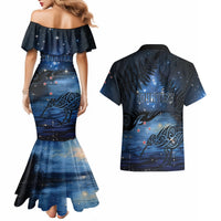Personalised Matariki Kiwi Couples Matching Mermaid Dress and Hawaiian Shirt Silver Fern LT01 - Polynesian Pride