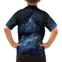 Personalised Matariki Kiwi Family Matching Off Shoulder Short Dress and Hawaiian Shirt Silver Fern LT01 - Polynesian Pride