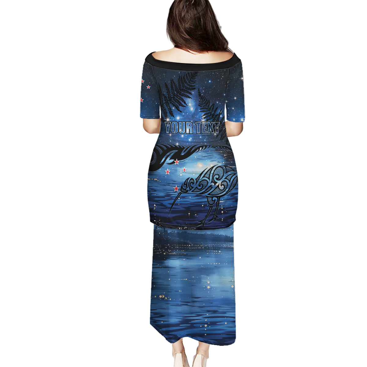 Personalised Matariki Kiwi Family Matching Puletasi and Hawaiian Shirt Silver Fern