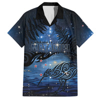 Personalised Matariki Kiwi Family Matching Summer Maxi Dress and Hawaiian Shirt Silver Fern LT01 Dad's Shirt - Short Sleeve Black - Polynesian Pride