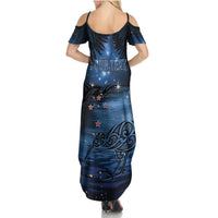 Personalised Matariki Kiwi Family Matching Summer Maxi Dress and Hawaiian Shirt Silver Fern LT01 - Polynesian Pride