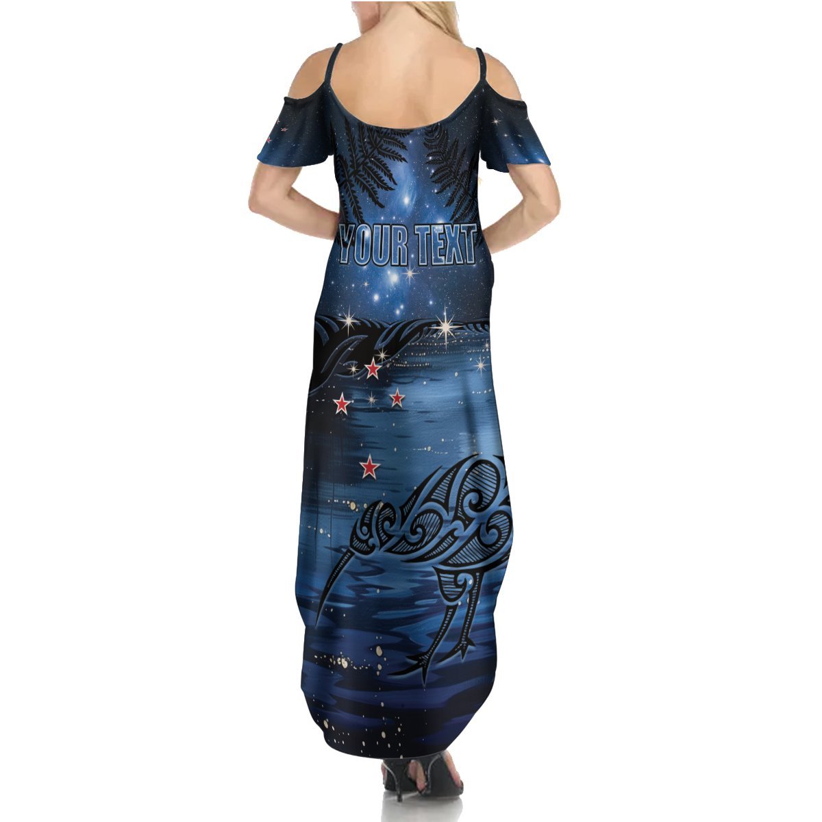 Personalised Matariki Kiwi Summer Maxi Dress Silver Fern LT01 - Polynesian Pride