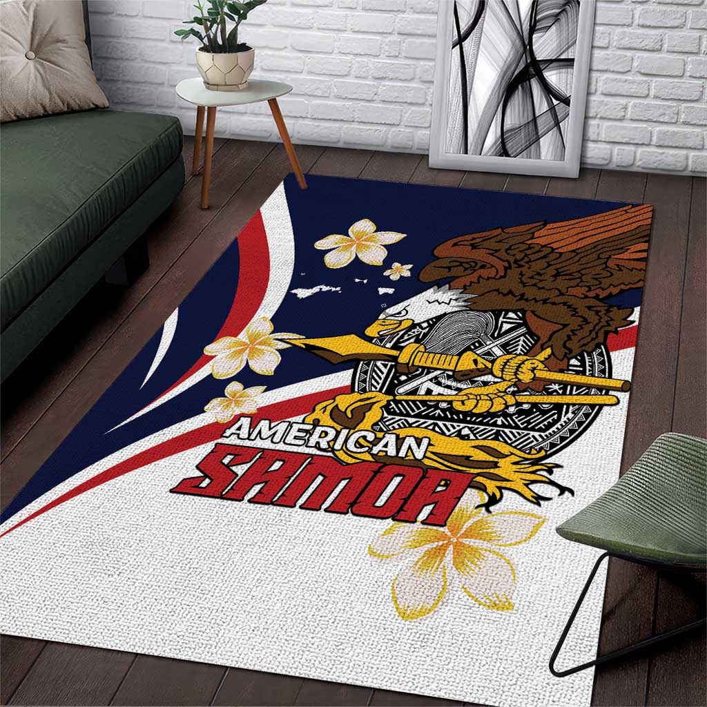 Personalized American Samoa Area Rug Amerika Samoa Bald Eagle LT01 Blue - Polynesian Pride