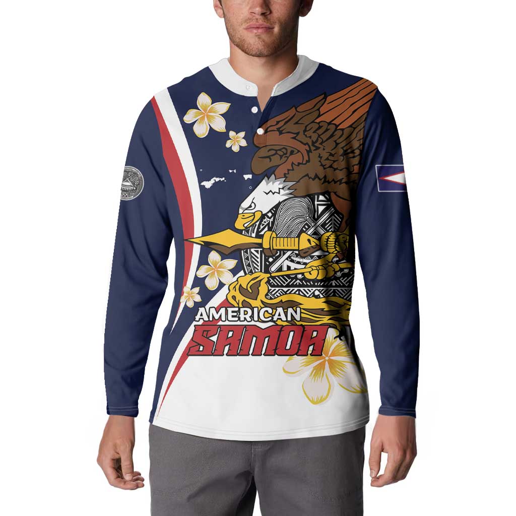 Personalized American Samoa Button Sweatshirt Amerika Samoa Bald Eagle