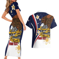 Personalized American Samoa Couples Matching Short Sleeve Bodycon Dress and Hawaiian Shirt Amerika Samoa Bald Eagle