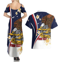 Personalized American Samoa Couples Matching Summer Maxi Dress and Hawaiian Shirt Amerika Samoa Bald Eagle
