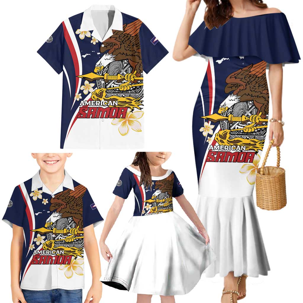 Personalized American Samoa Family Matching Mermaid Dress and Hawaiian Shirt Amerika Samoa Bald Eagle