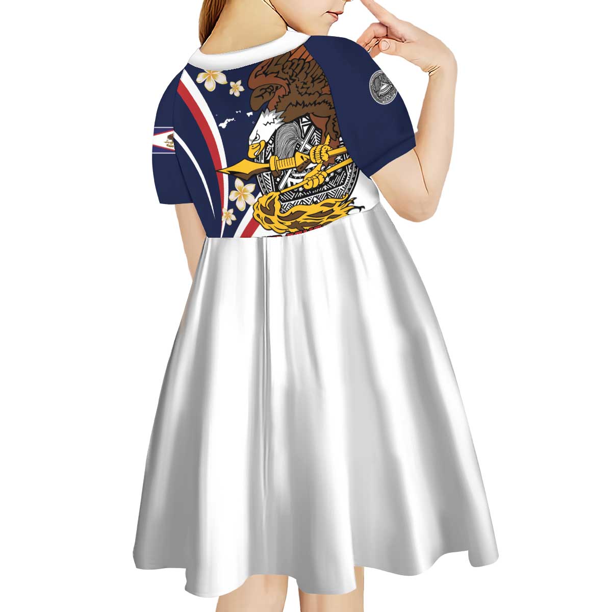 Personalized American Samoa Kid Short Sleeve Dress Amerika Samoa Bald Eagle
