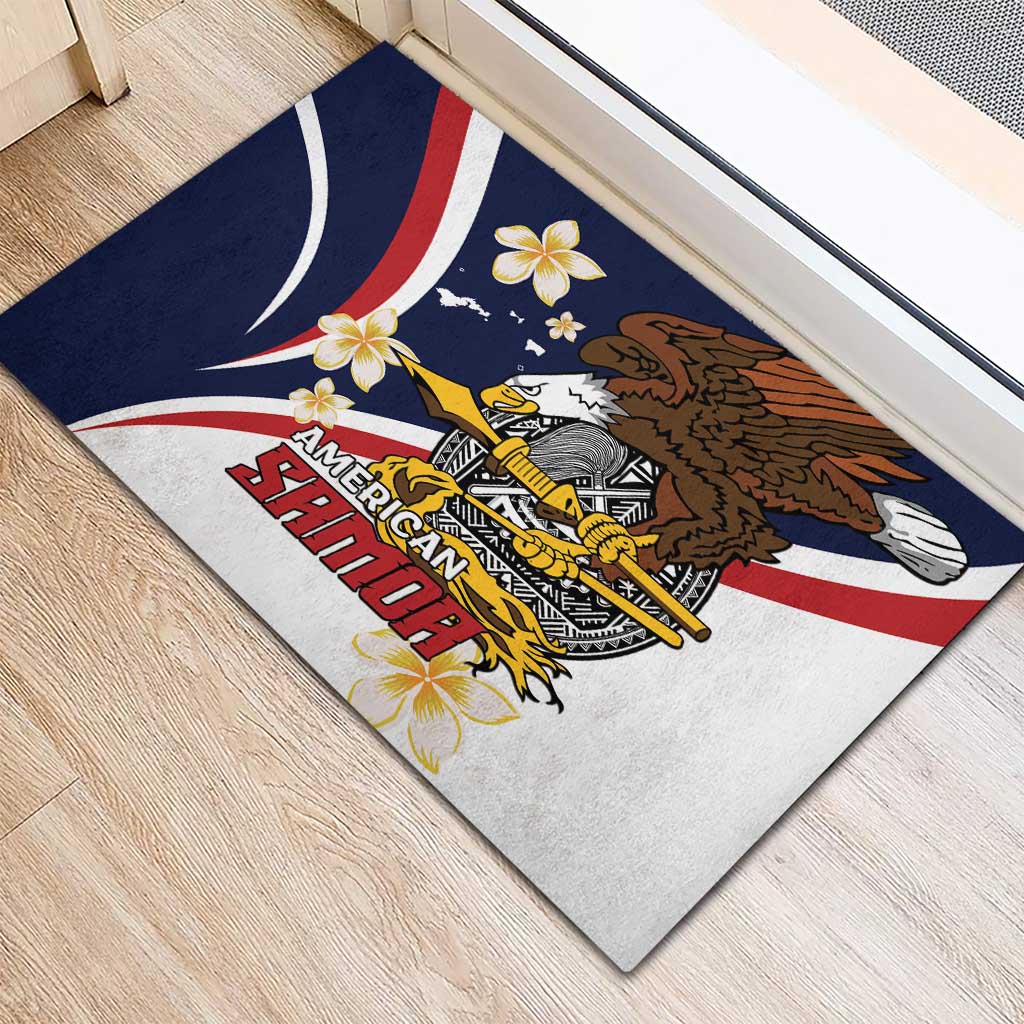 Personalized American Samoa Rubber Doormat Amerika Samoa Bald Eagle