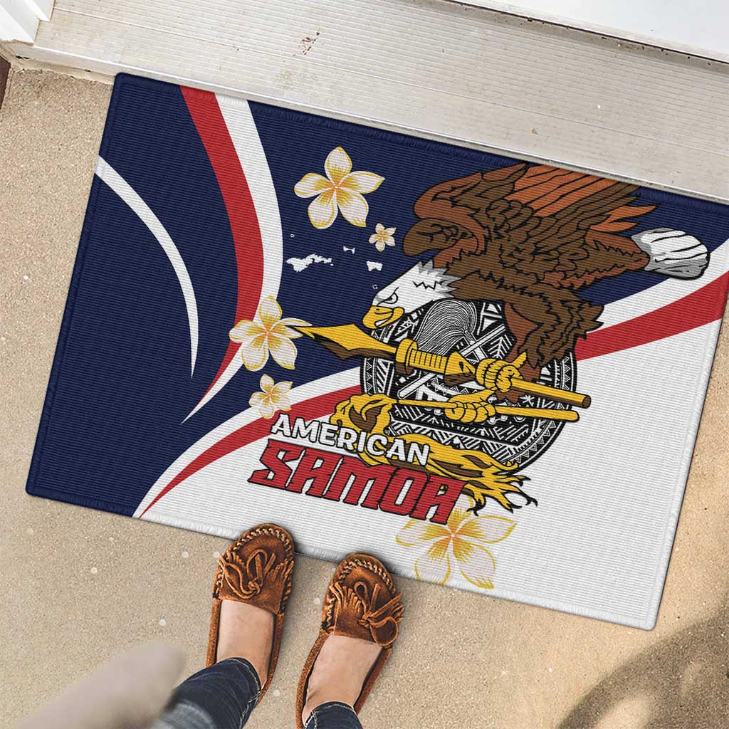 Personalized American Samoa Rubber Doormat Amerika Samoa Bald Eagle
