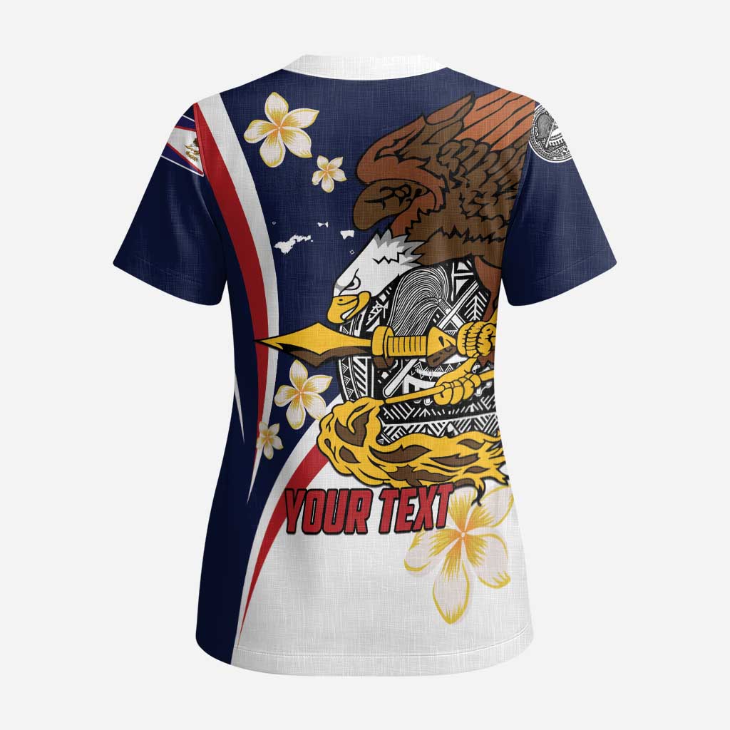 Personalized American Samoa Scrub Top Amerika Samoa Bald Eagle LT01 - Polynesian Pride