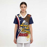 Personalized American Samoa Scrub Top Amerika Samoa Bald Eagle LT01 - Polynesian Pride