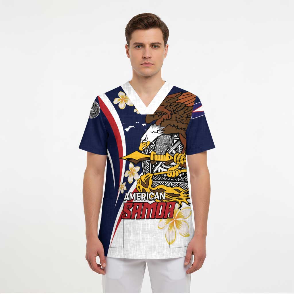 Personalized American Samoa Scrub Top Amerika Samoa Bald Eagle LT01 - Polynesian Pride