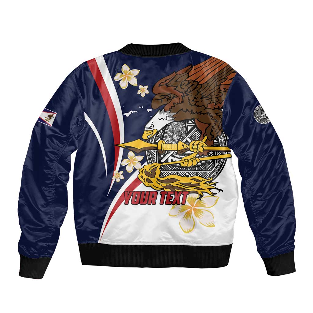 Personalized American Samoa Sleeve Zip Bomber Jacket Amerika Samoa Bald Eagle