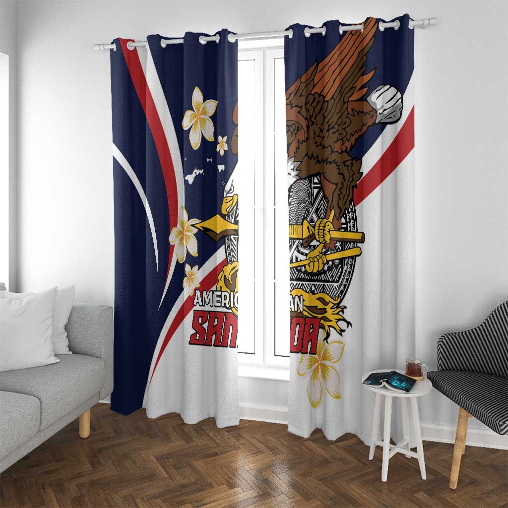 Personalized American Samoa Window Curtain Amerika Samoa Bald Eagle LT01 With Grommets Blue - Polynesian Pride