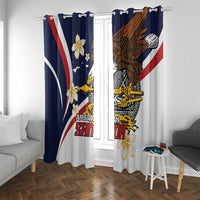 Personalized American Samoa Window Curtain Amerika Samoa Bald Eagle LT01 With Grommets Blue - Polynesian Pride