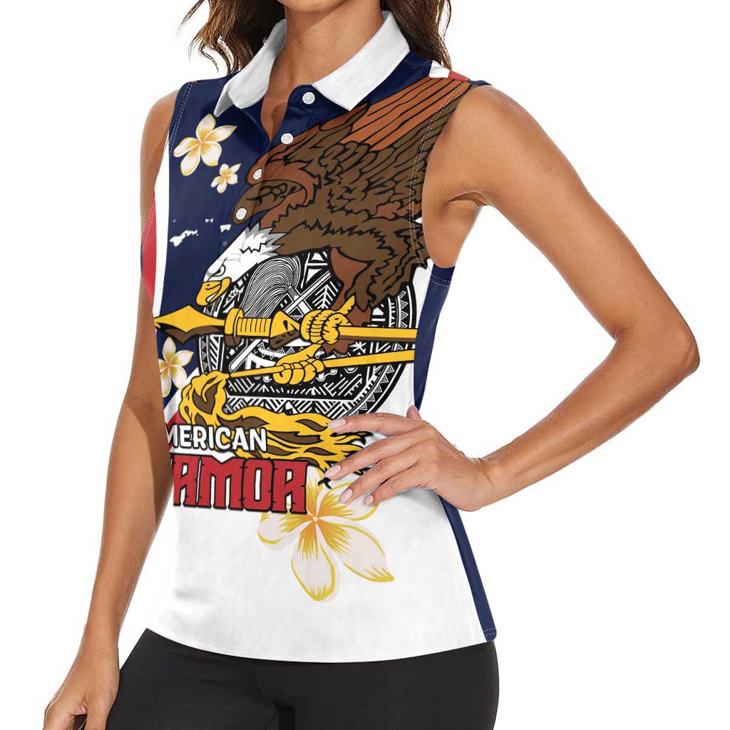 Personalized American Samoa Women Sleeveless Polo Shirt Amerika Samoa Bald Eagle