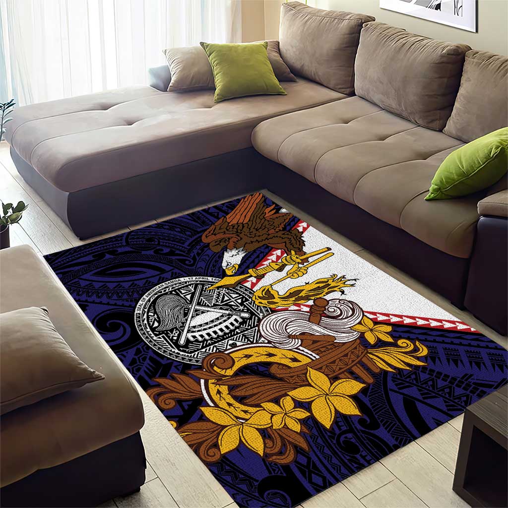 American Samoa Eagle Kava Bowl Area Rug Plumeria Polynesian Pattern LT01 - Polynesian Pride