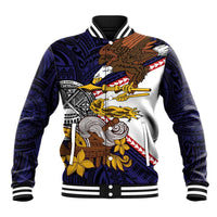 American Samoa Eagle Kava Bowl Baseball Jacket Plumeria Polynesian Pattern