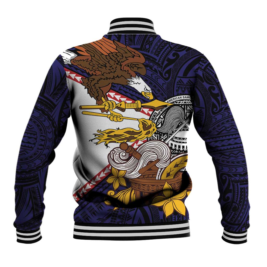 American Samoa Eagle Kava Bowl Baseball Jacket Plumeria Polynesian Pattern