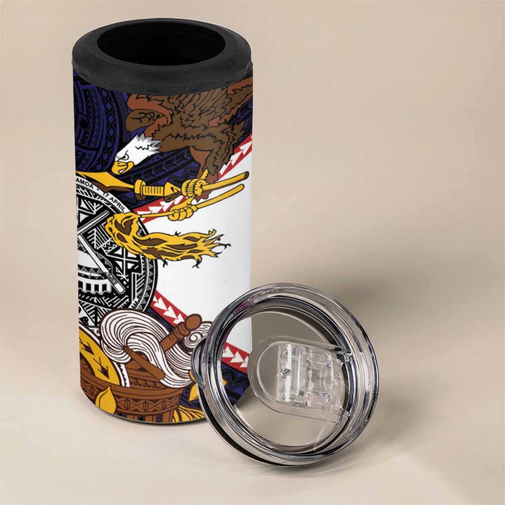 American Samoa Eagle Kava Bowl 4 in 1 Can Cooler Tumbler Plumeria Polynesian Pattern LT01 - Polynesian Pride