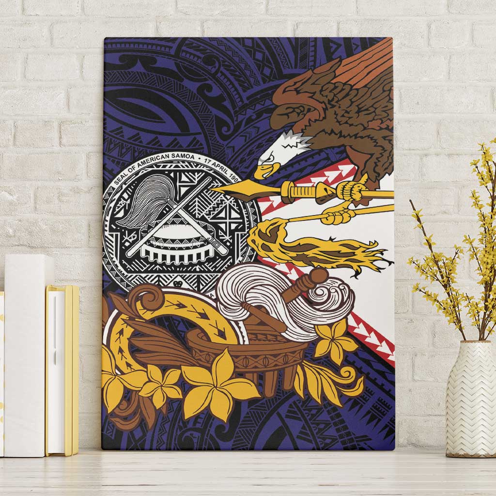 American Samoa Eagle Kava Bowl Canvas Wall Art Plumeria Polynesian Pattern