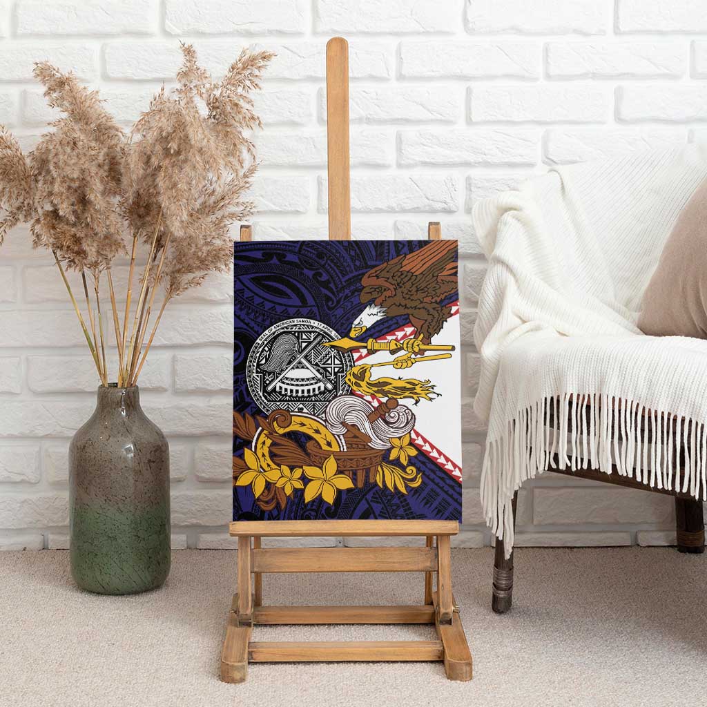 American Samoa Eagle Kava Bowl Canvas Wall Art Plumeria Polynesian Pattern