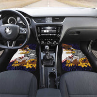 American Samoa Eagle Kava Bowl Car Mats Plumeria Polynesian Pattern LT01 Set 2pcs - Front Black - Polynesian Pride