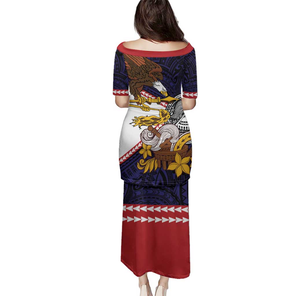 American Samoa Eagle Kava Bowl Family Matching Puletasi and Hawaiian Shirt Plumeria Polynesian Pattern