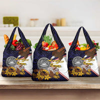 American Samoa Eagle Kava Bowl Grocery Bag Plumeria Polynesian Pattern LT01 3-pack One Size Black - Polynesian Pride