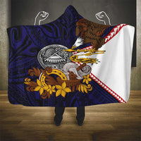 American Samoa Eagle Kava Bowl Hooded Blanket Plumeria Polynesian Pattern