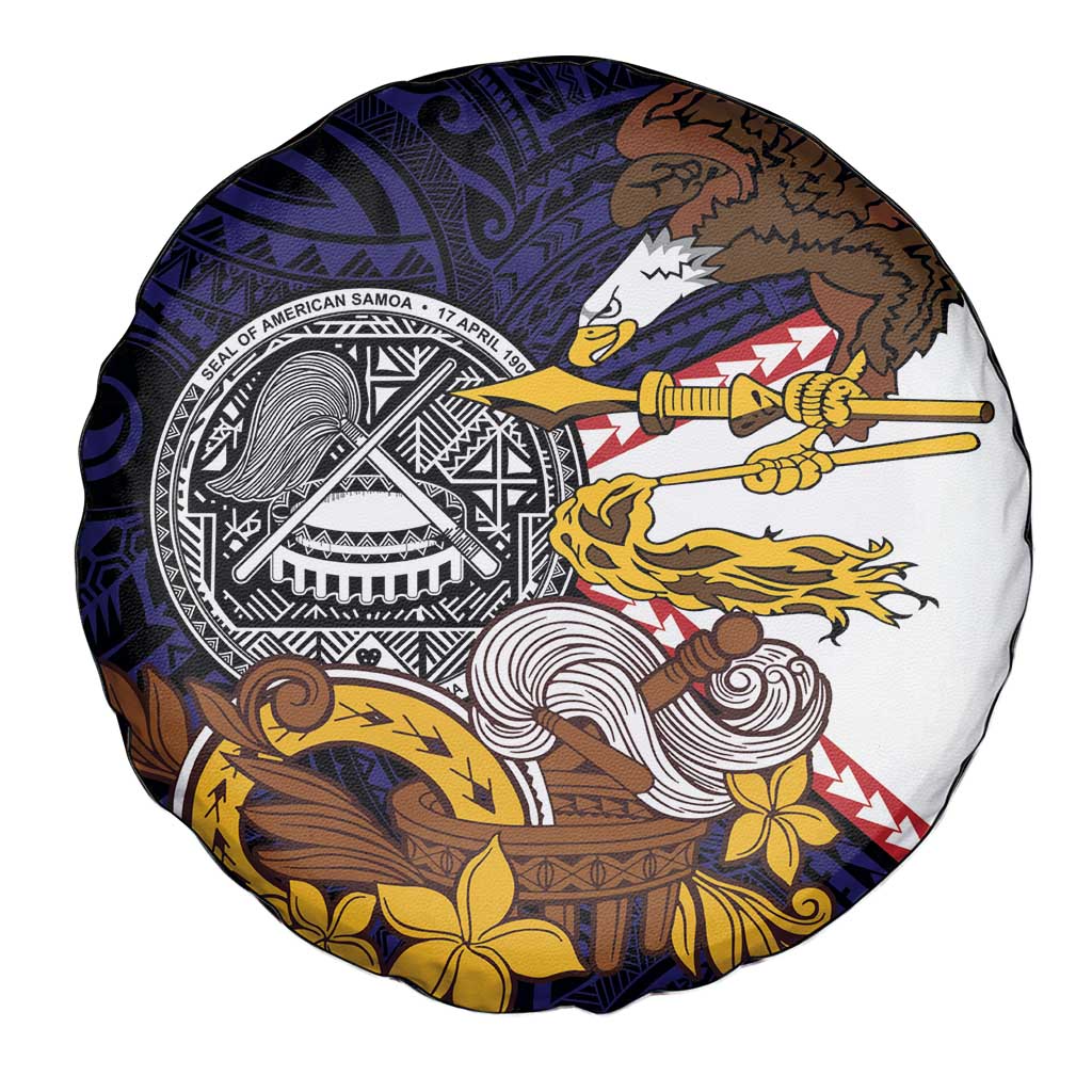 American Samoa Eagle Kava Bowl Spare Tire Cover Plumeria Polynesian Pattern