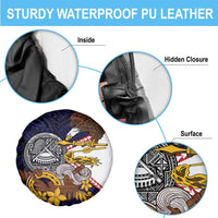 American Samoa Eagle Kava Bowl Spare Tire Cover Plumeria Polynesian Pattern