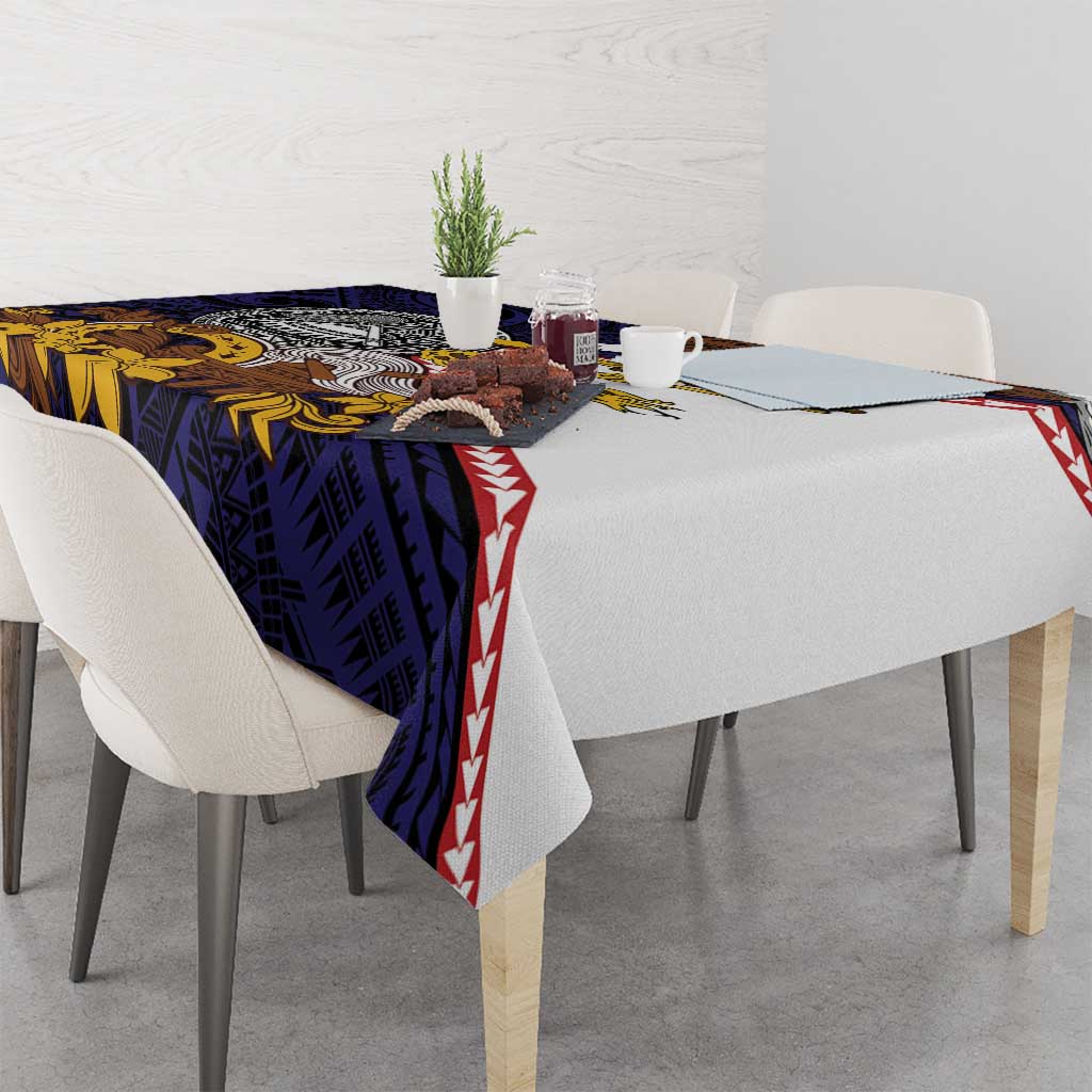 American Samoa Eagle Kava Bowl Tablecloth Plumeria Polynesian Pattern