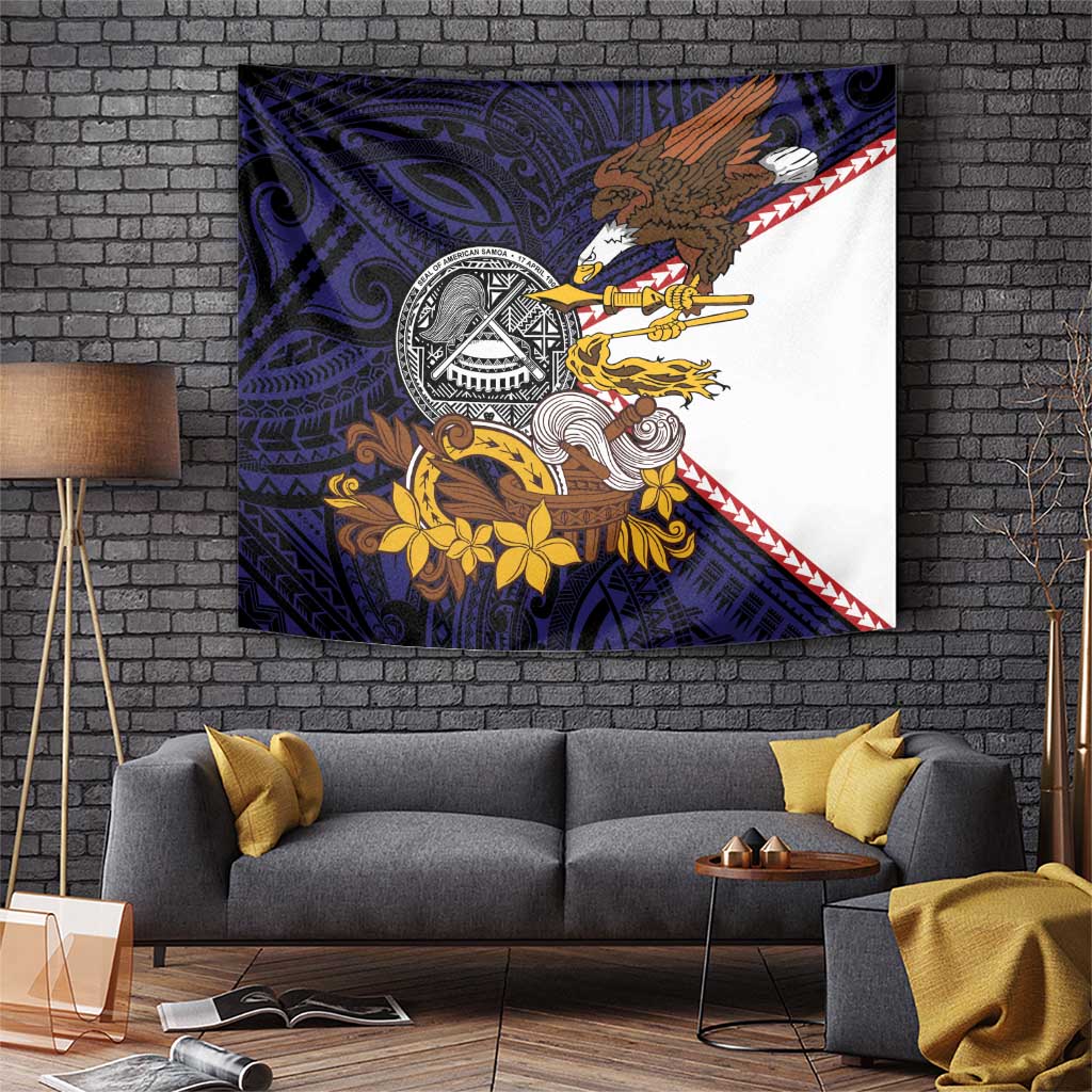 American Samoa Eagle Kava Bowl Tapestry Plumeria Polynesian Pattern