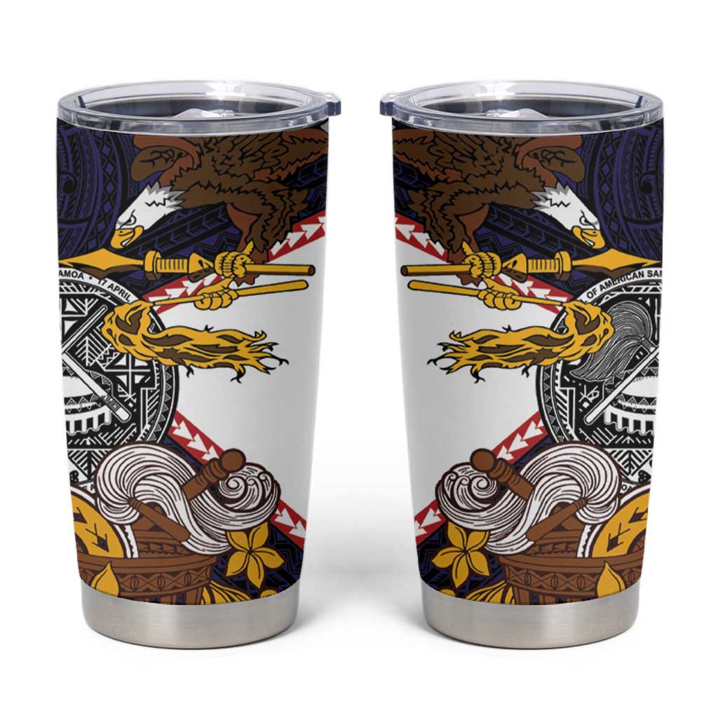 American Samoa Eagle Kava Bowl Tumbler Cup Plumeria Polynesian Pattern LT01 Black - Polynesian Pride