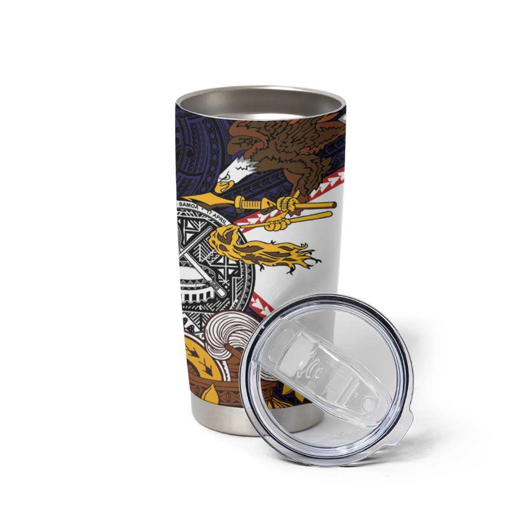 American Samoa Eagle Kava Bowl Tumbler Cup Plumeria Polynesian Pattern LT01 - Polynesian Pride