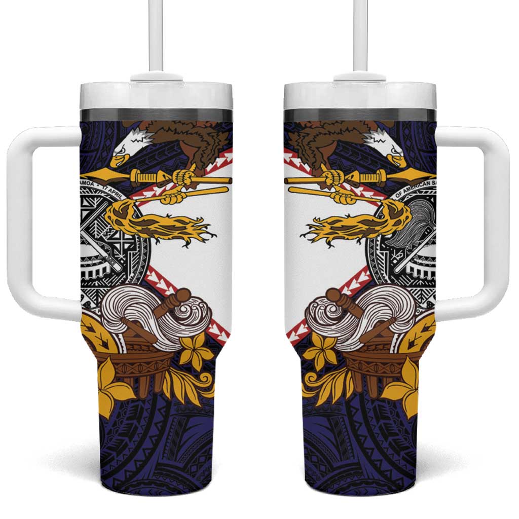 American Samoa Eagle Kava Bowl Tumbler With Handle Plumeria Polynesian Pattern LT01 One Size: 40 oz Black - Polynesian Pride