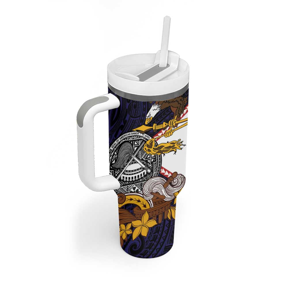 American Samoa Eagle Kava Bowl Tumbler With Handle Plumeria Polynesian Pattern LT01 - Polynesian Pride
