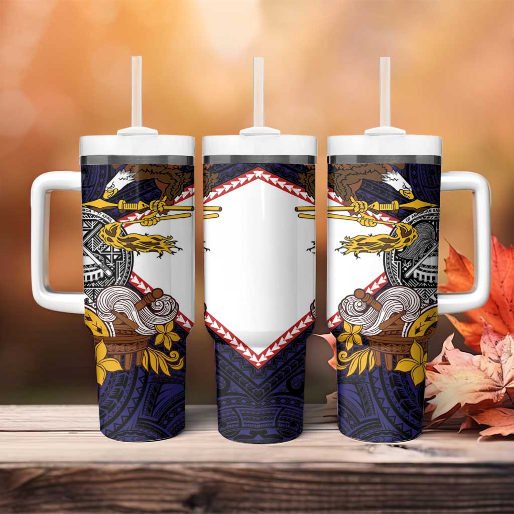American Samoa Eagle Kava Bowl Tumbler With Handle Plumeria Polynesian Pattern LT01 - Polynesian Pride