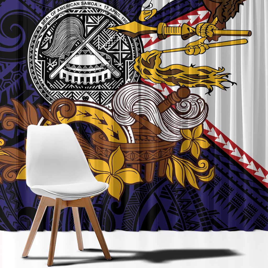 American Samoa Eagle Kava Bowl Window Curtain Plumeria Polynesian Pattern LT01 - Polynesian Pride
