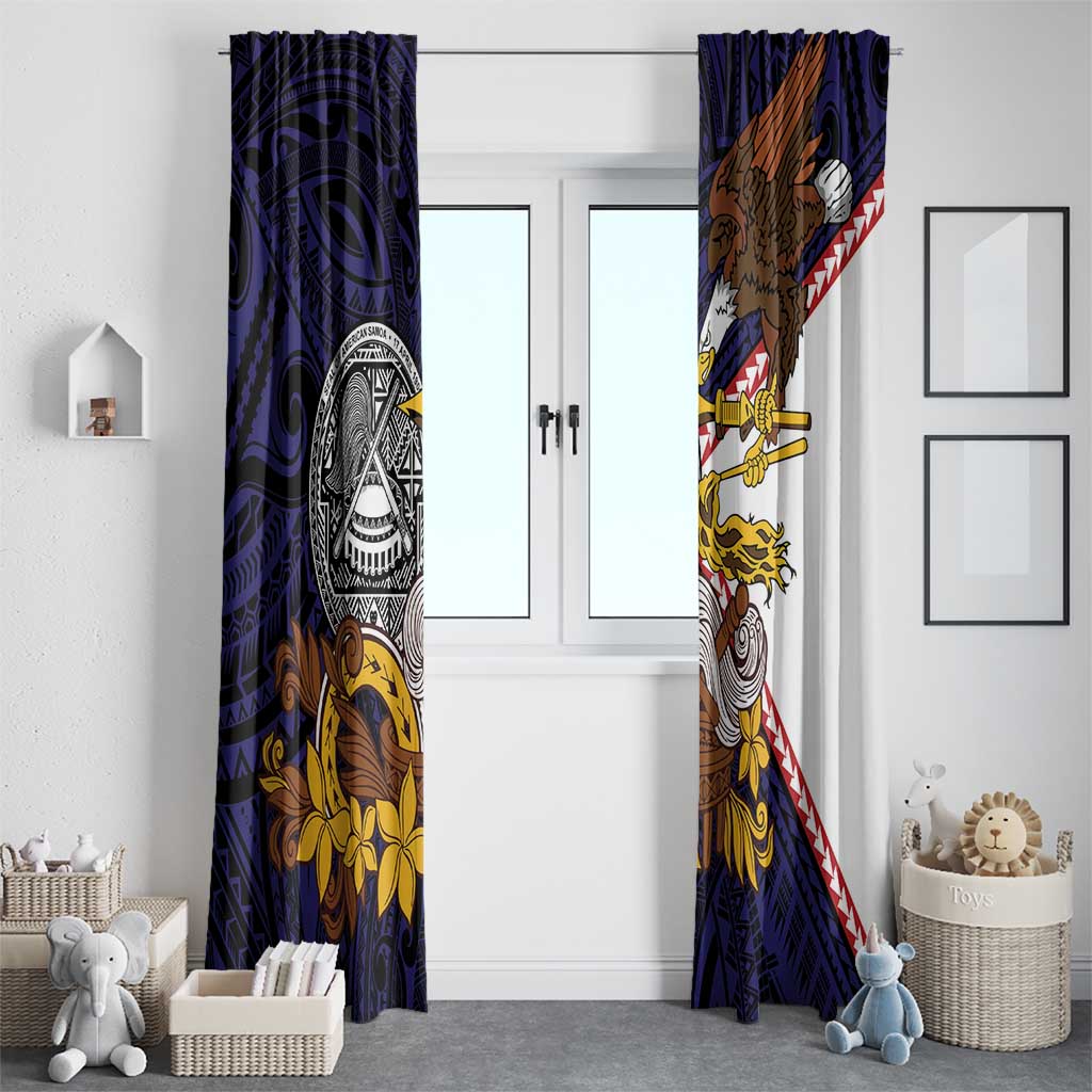 American Samoa Eagle Kava Bowl Window Curtain Plumeria Polynesian Pattern LT01 - Polynesian Pride