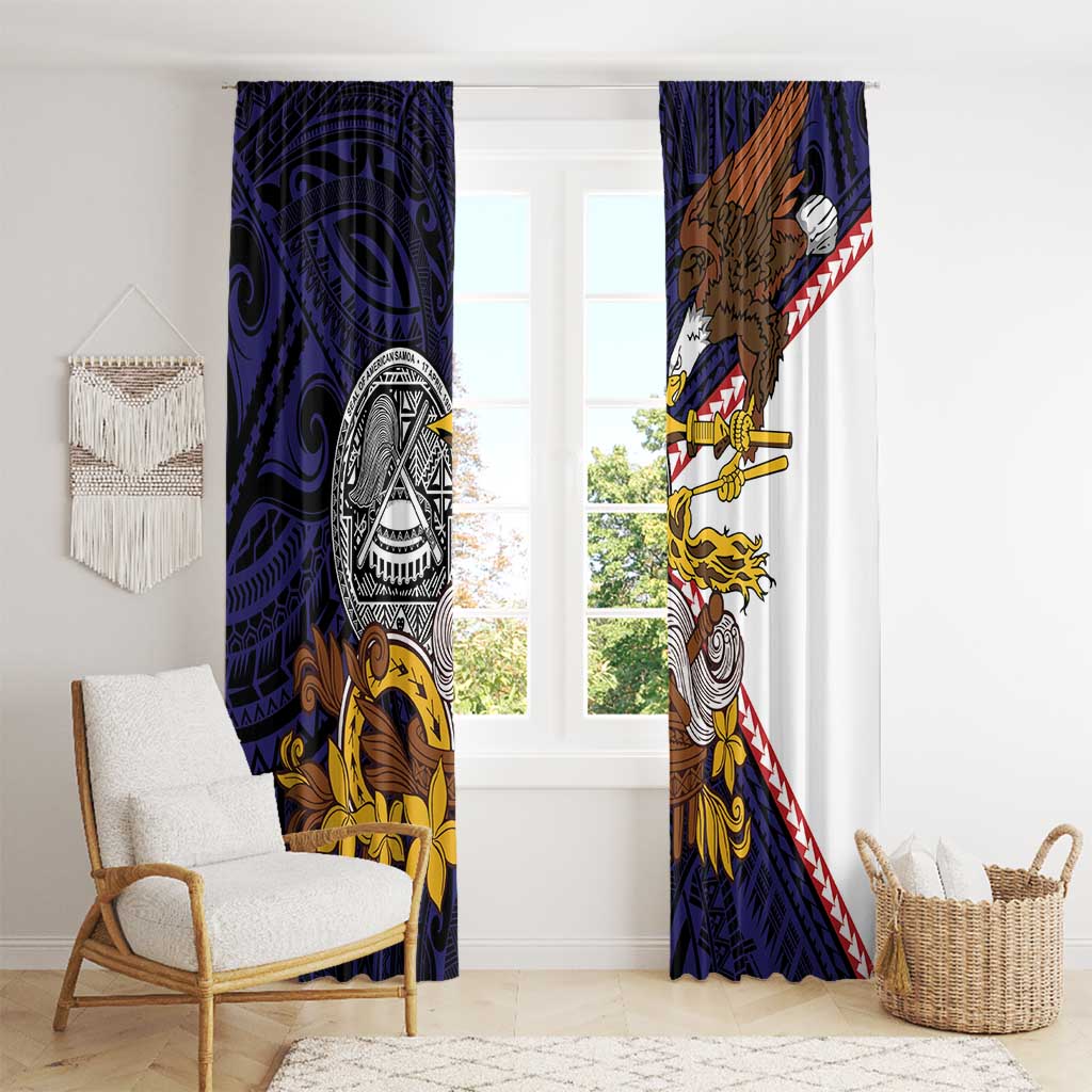 American Samoa Eagle Kava Bowl Window Curtain Plumeria Polynesian Pattern LT01 - Polynesian Pride