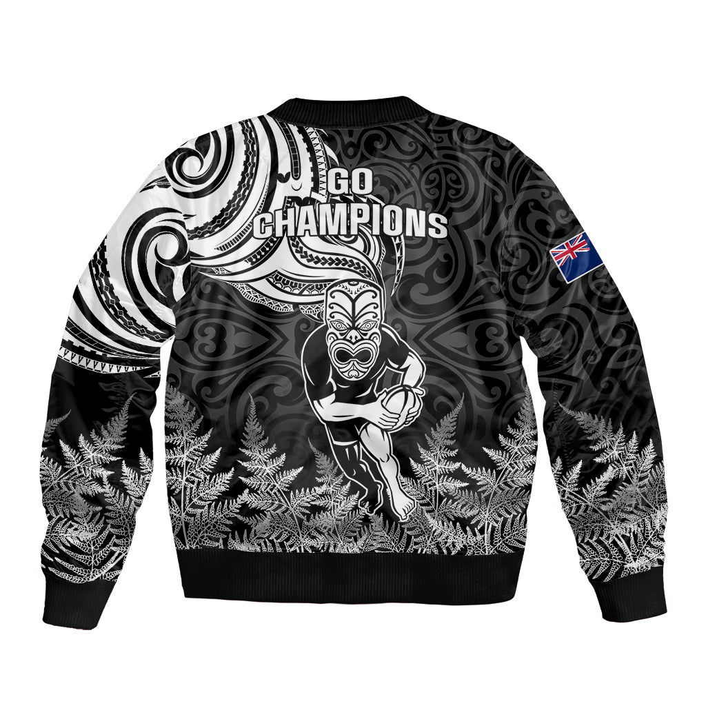 New Zealand Silver Fern Rugby Bomber Jacket Maori Tiki Player With Ta Moko Tribal LT01 - Polynesian Pride