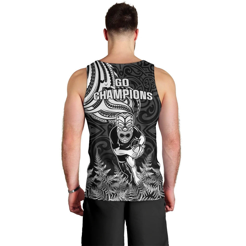 New Zealand Silver Fern Rugby Men Tank Top Maori Tiki Player With Ta Moko Tribal LT01 - Polynesian Pride