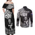 Custom New Zealand Silver Fern Rugby Couples Matching Off Shoulder Maxi Dress and Long Sleeve Button Shirts Maori Tiki Player With Ta Moko Tribal LT01 - Polynesian Pride