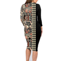 Hawaiian Quilt Family Matching Long Sleeve Bodycon Dress and Hawaiian Shirt Hibiscus Kakau Vintage Style LT01 - Polynesian Pride